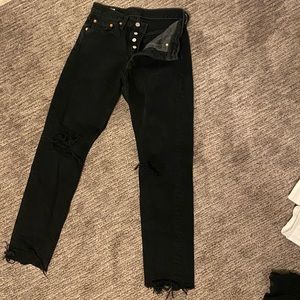 Levi’s 501 Skinny Distressed Black Wash Jeans